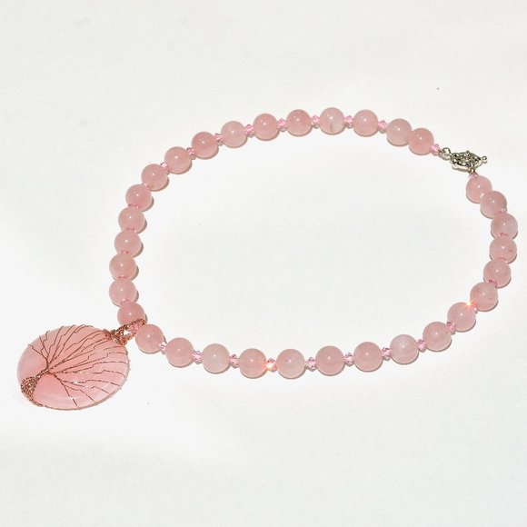 Rose Quartz Tree Of Life Hand Knotted Necklace - Picture 7 of 7